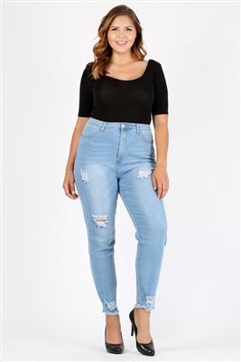 Plus Size High Waist Ripped SKINNY JEANS JBBA-801 (6 PC)
