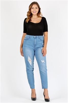 Plus Size High Waist Ripped SKINNY JEANS JBBA-807 (6 PC)