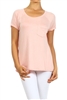 Wholesale Short Sleeve Chest Pocket Hi Low Top PRR-8405-Pink