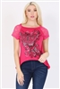 Lace Short Sleeve Butterfly Embellished Hi Low Top BSS-3014-Fus (6 pc)