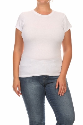 "Hip" Plus size Women Tees 002-White (12 PC)