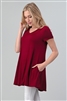Cap Sleeve Solid Dresses 1001-Burgundy (6 PC)
