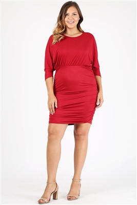 Plus size 3/4 sleeve Solid Dress 1049-X-SAMPLE