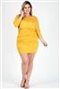 Plus size 3/4 sleeve Solid Dress 1049-X-Mustard 6pc