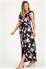 Plus size Faux wrap floral Print Maxi dress 1058XBLK-MAV-6pc