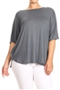 PLUS SIZE SOLID DOLMAN RAYON TOP 4040X-char (6 PC)