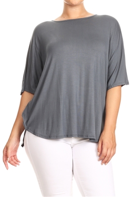 PLUS SIZE SOLID DOLMAN RAYON TOP 4040X-char (6 PC)