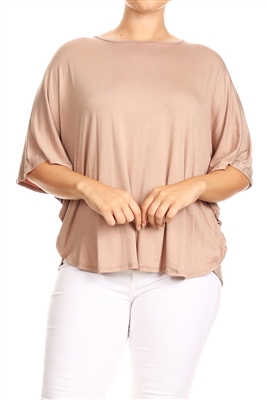 PLUS SIZE SOLID DOLMAN RAYON TOP 4040X-Mocha (6 PC)