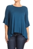 PLUS SIZE 3/4 BELL SLV HI-LOW TOP 4047X-DK-TEAL (6 PC)