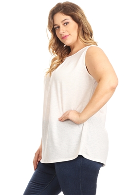 PLUS SIZE PLEATED DETAIL KEYHOLE TOP 4070X-OFF-WHITE (6 PC)