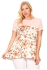Plus Size Two Tone Floral Top 4075X-STONE (6 PC)