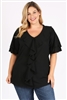 Plus Size Knit Solid Ruffle Top 4076X-Black(6 PC)