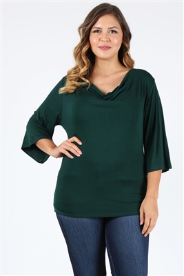 Plus Size 3/4 Sleeve Solid Top 4089-X-H-Green-(6pc)
