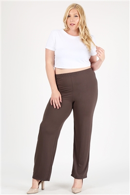 High Waist Plus size relaxed fit pants 4095X-Charcoal-(6 PC)