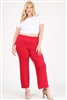 High Waist Plus size relaxed fit pants 4095X-Crimson-(6 PC)