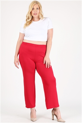 High Waist Plus size relaxed fit pants 4095X-Crimson-(6 PC)