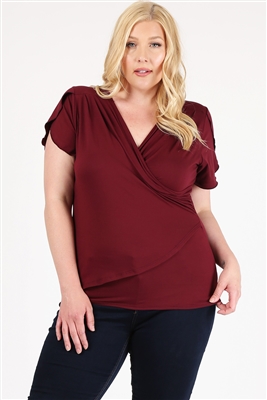 PLUS SIZE RUCHED TOP 4096X-BURGUNDY-(6 PC)