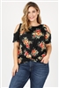 Plus Size Twist Knot cold shoulder printed Top 4101XF-BL-CR (6 PC)