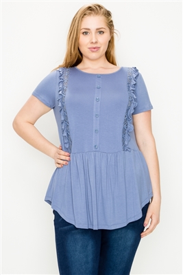 Plus size Crochet Ruffled top 80725X-Denim(6 PC)