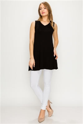 Solid Tank Tunic with side pockets 81002-Black-(6 PC)