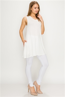 Solid Tank Tunic with side pockets 81002-Ivory-(6 PC)