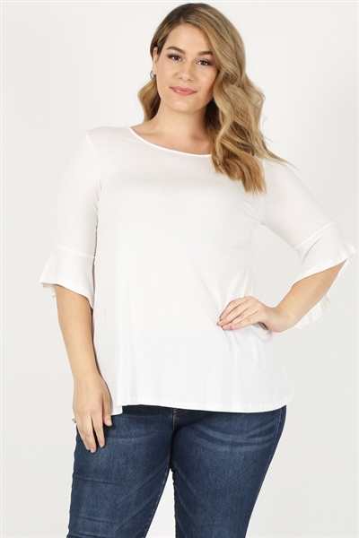 PLUS SIZE 3/4 SLEEVE TOP 84047X-Ivory(6 PC)