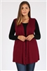 PLUS SIZE CARDIGAN SWEATER VEST 87002X-BURG(6 PC)