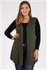 PLUS SIZE CARDIGAN SWEATER VEST 87002X-OLIVE(6 PC)