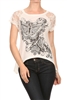 Lace Short Sleeve Butterfly Embellished Hi Low Top BSS-3014-W (6 pc)
