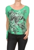Graphic Printed Tied Side Top BSS-3016-GREEN (6 pc)