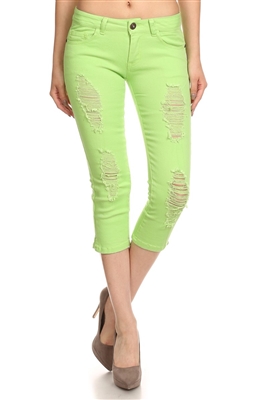 Distressed Capri Pants COC48D-Lime (12 pc)