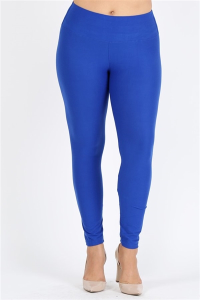 Plus Size High Waist Brushed Legging Pants DL-300B-ROYAL BLUE (6 PC)