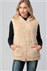 Faux Fur Teddy Bear Zip Up Hoodie vest FUR-104-Cream-6pc