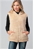 Faux Fur Teddy Bear Zip Up Hoodie vest FUR-104-Cream-6pc