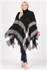 Plus Size Pull over Poncho KT2001P-Black