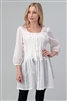 Woven Smocked Button Down Tunic Dress M6736-OFF WHITE (6 PC)
