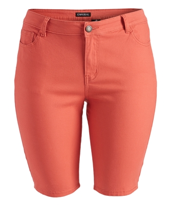 Plus Size color twill Bermuda pants - NBB-108-Coral