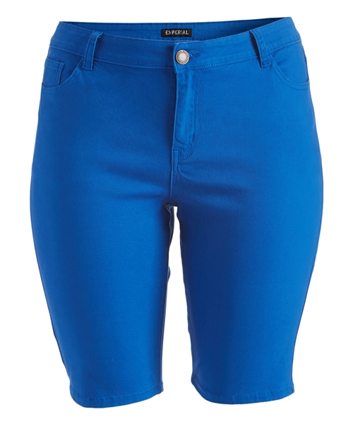 Plus Size color twill Bermuda pants - NBB-108-Royal