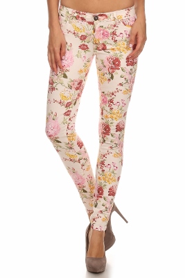 Wholesale Floral Pants NSP-516 Ivory
