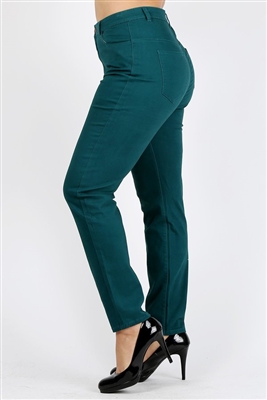 Plus Size colored High Waist Twill pants NSPB-801-Teal