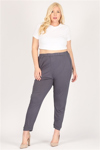 High Waist Plus size relaxed fit pants 87001X-Charcoal(6 PC)