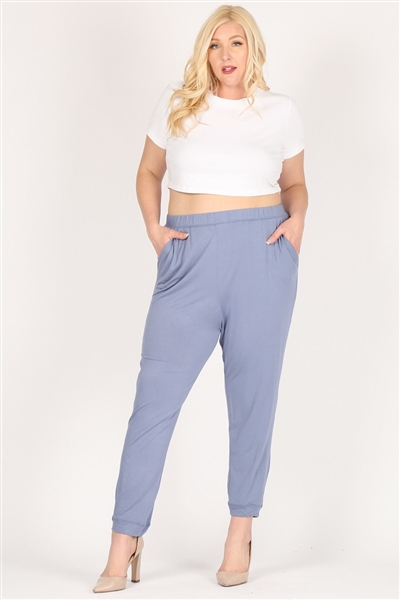 High Waist Plus size relaxed fit pants 87001X-Denim(6 PC)
