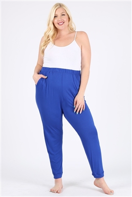 High Waist Plus size relaxed fit pants 87001X-Royal-(6 PC)