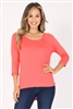 Long Sleeve Chest Pocket Hi Low Top PRR-8404-Coral