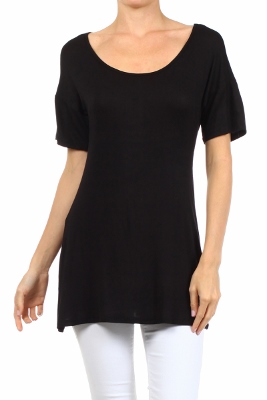 Wholesale Short Sleeve T-Shirt Dress PRR-8451-Black