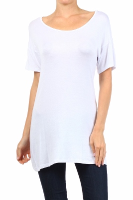Wholesale Short Sleeve T-Shirt Dress PRR-8451-White