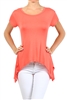 Wholesale Short Sleeve Hi Low Top PRR-8452-Coral