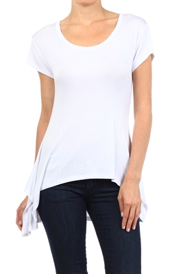 Wholesale Short Sleeve Hi Low Top PRR-8452-White