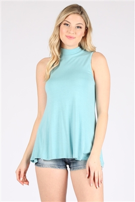 Mock Neck  Sleeveless Rayon Top RS-189R-BLUE (6 pc)
