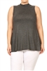 MOCK NECK SLEEVELESS RAYON PLUS TOP -RS189X-CHAR (6 pc)
